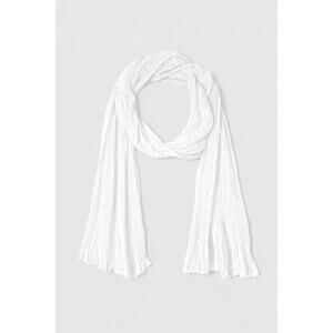 Eileen Fisher Whisper 100% Silk Scarf White Rectangle Plisse Lightweight Wrap